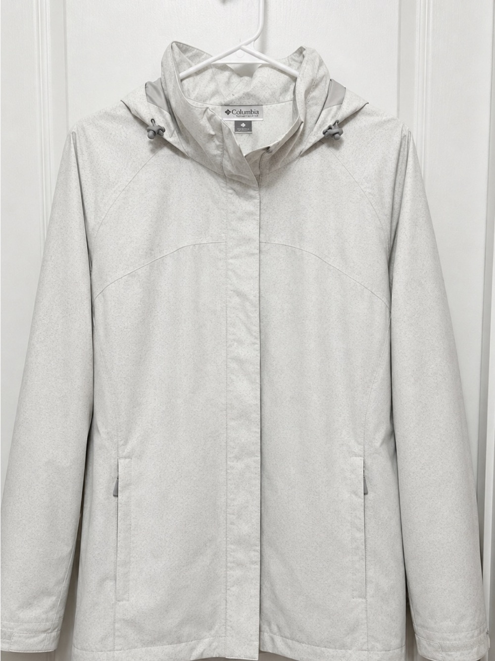 Eddie Bauer Light Gray Hooded rain  Jacket
